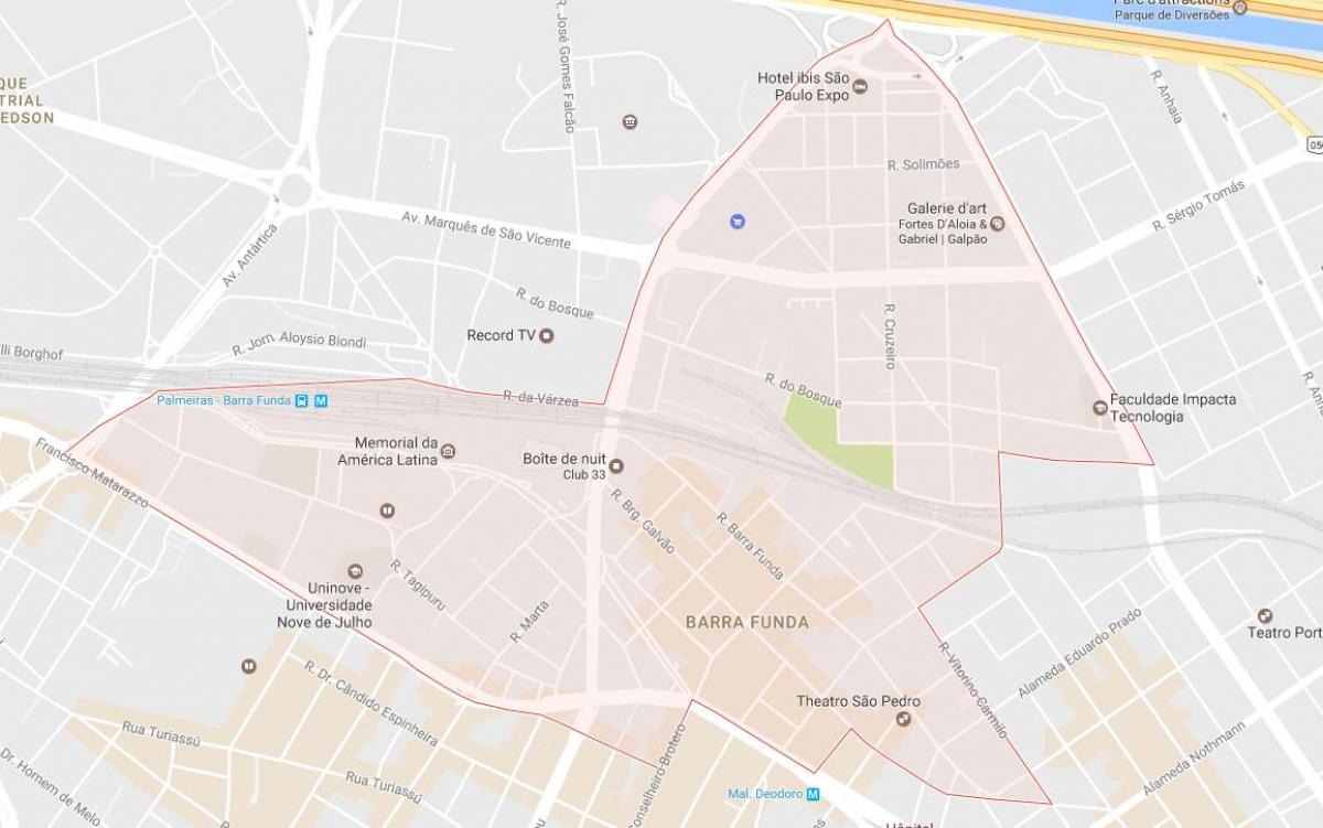 Mapa de Barra Funda de São Paulo
