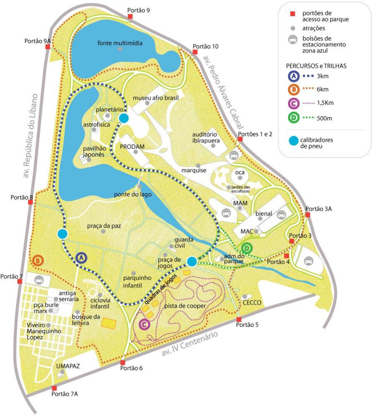 Mapa de parque de Ibirapuera