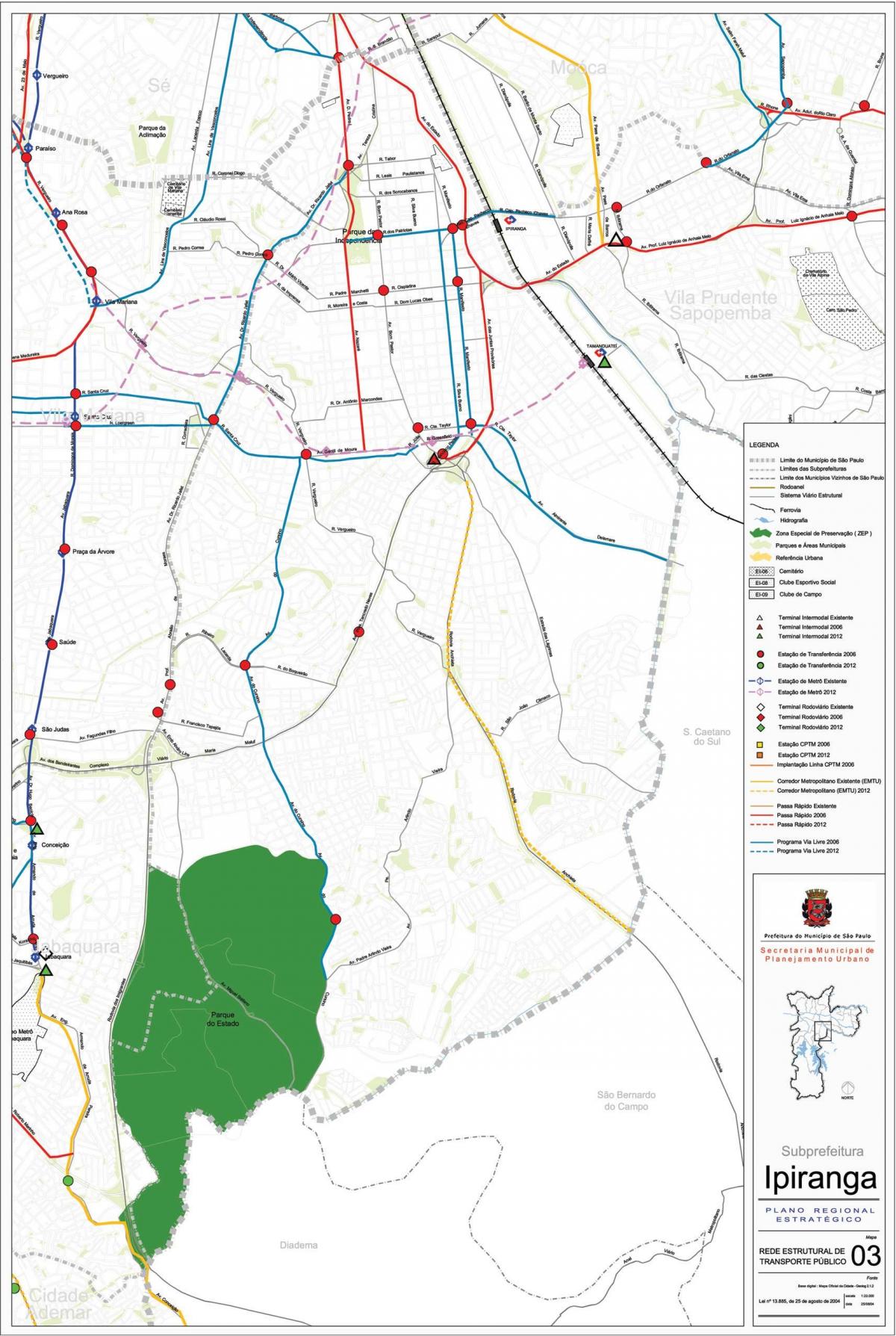 Mapa de Ipiranga São Paulo - el transporte Público