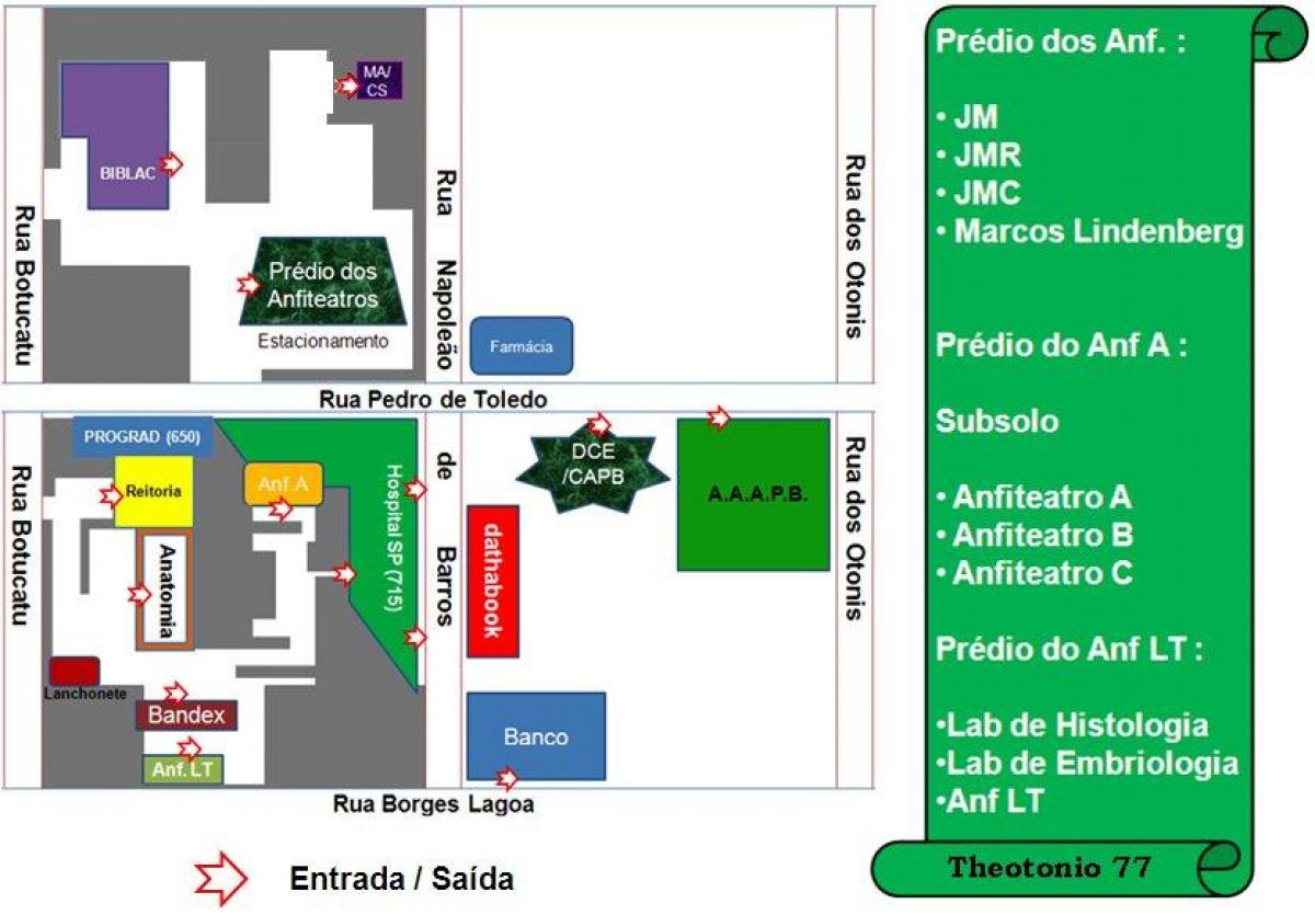 Mapa de la universidad federal de São Paulo - UNIFESP