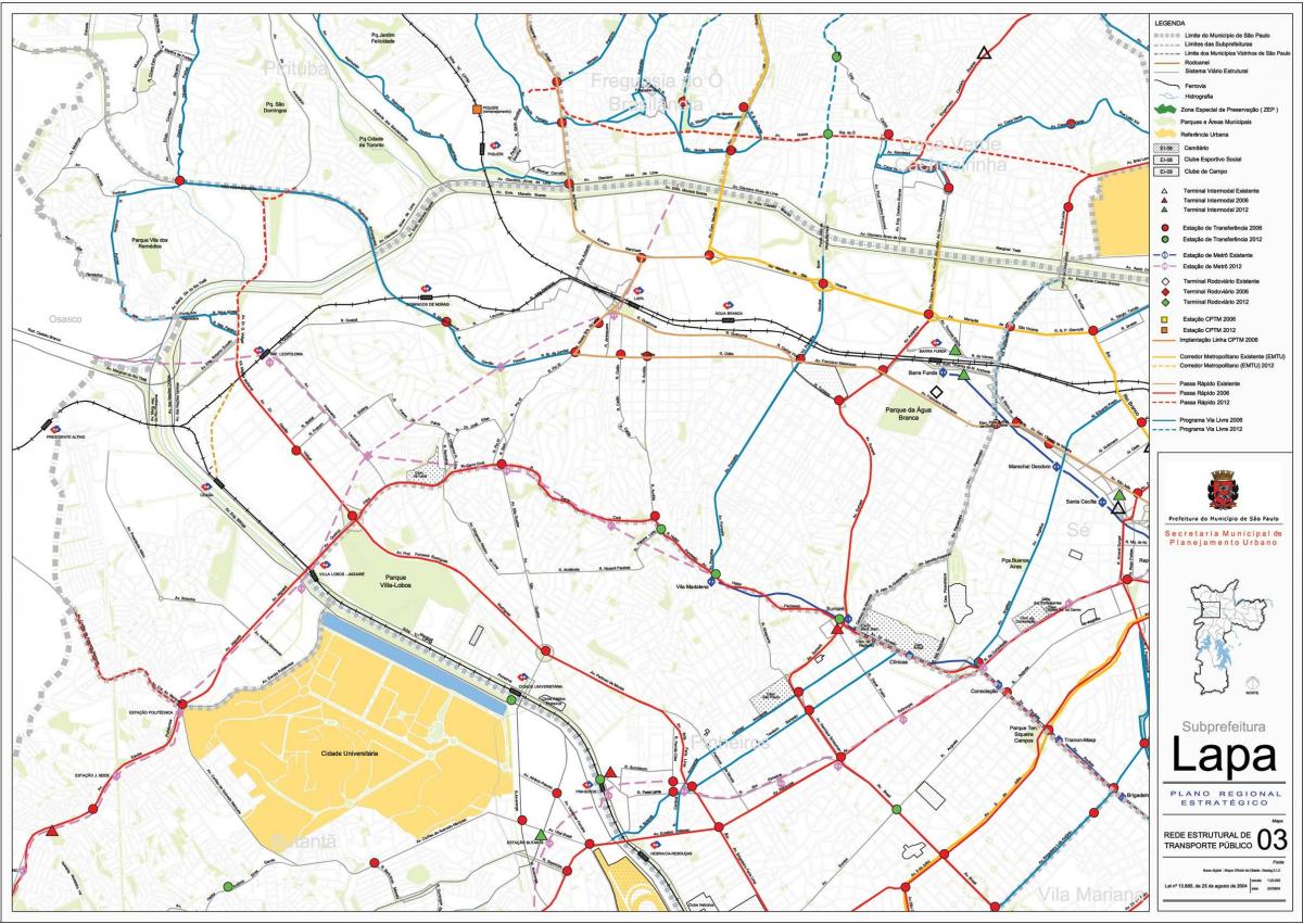 Mapa de la Lapa de São Paulo - el transporte Público