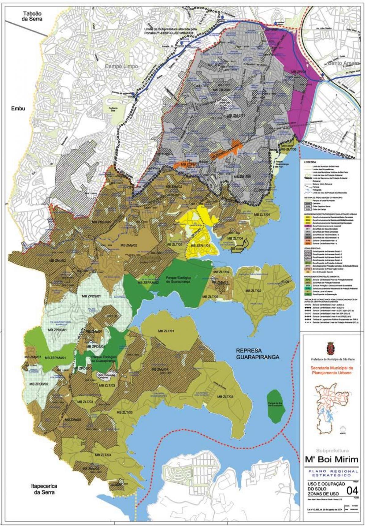 Mapa de M'Boi Mirim São Paulo - la Ocupación de la tierra