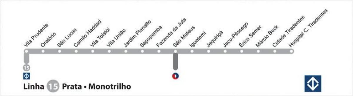 Mapa del metro de São Paulo - Línea 15 - Plata