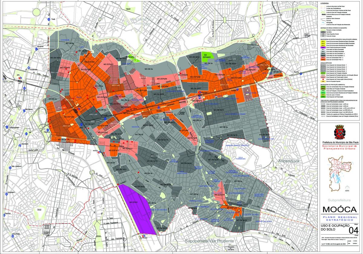 Mapa de Mooca São Paulo - la Ocupación de la tierra