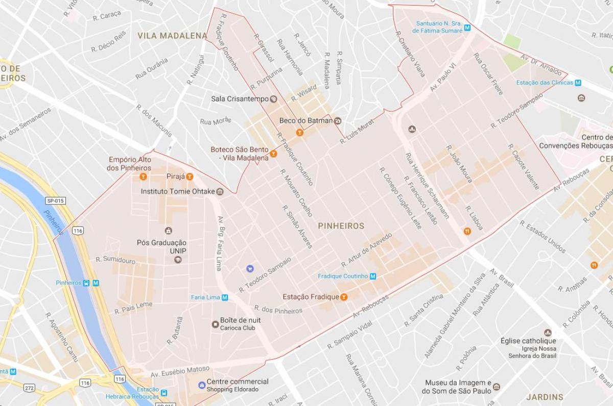 Mapa de Pinheiros Sao Paulo