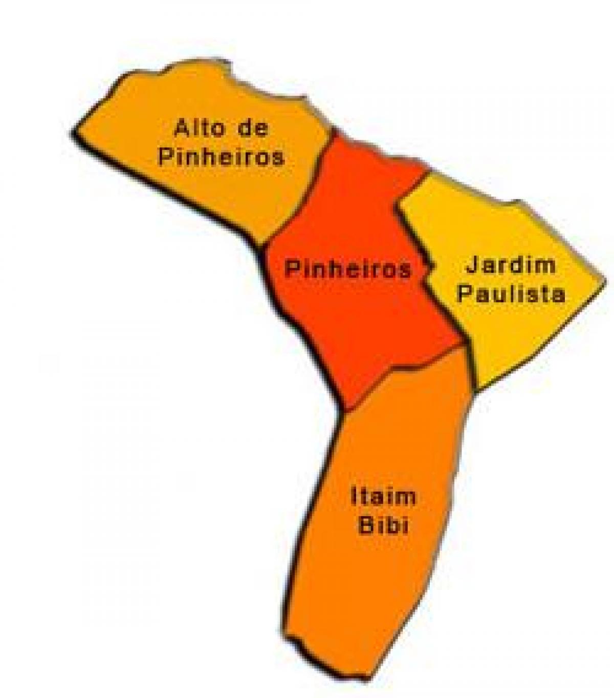 Mapa de Pinheiros sub-prefectura
