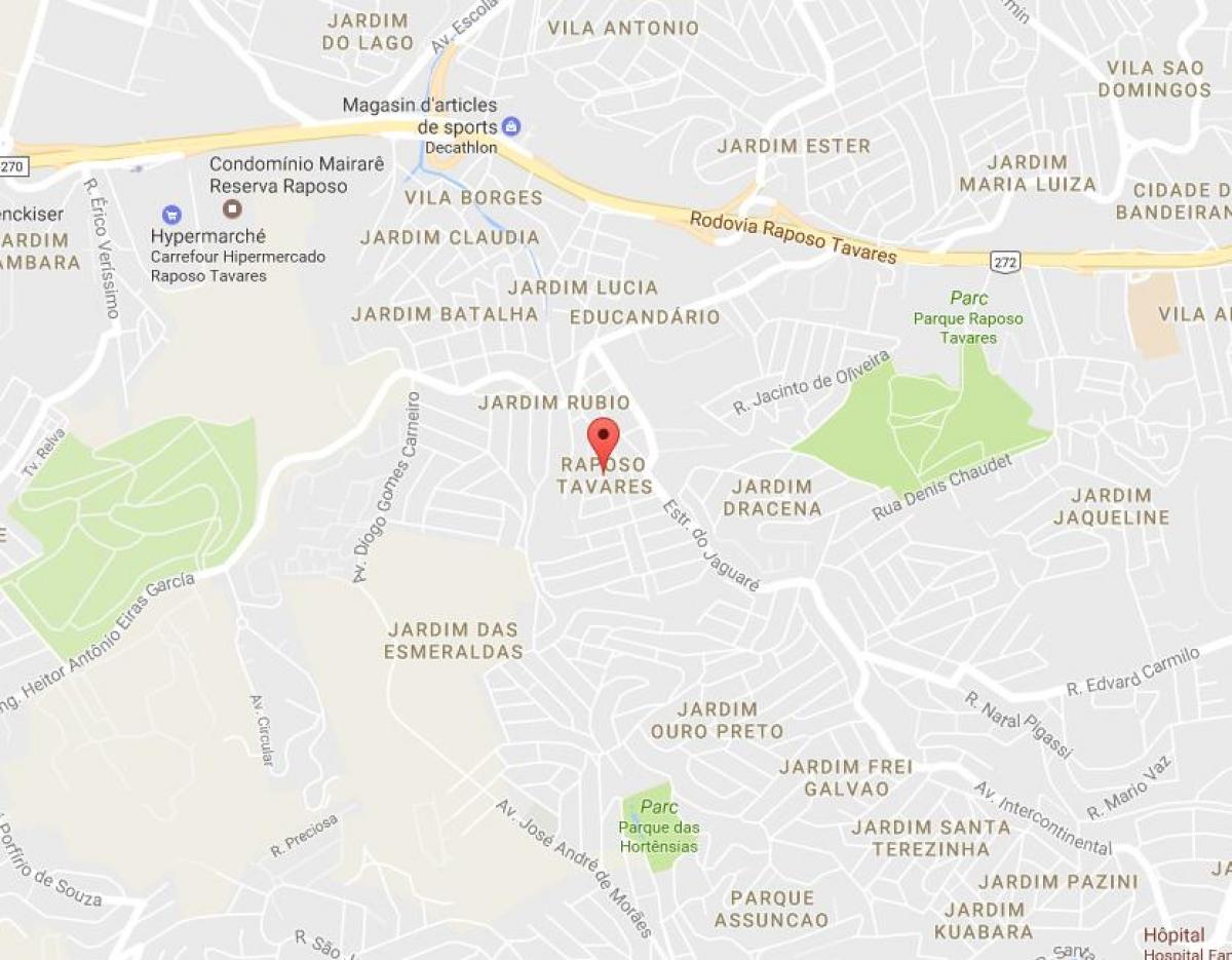 Mapa de São Paulo Raposo Tavares