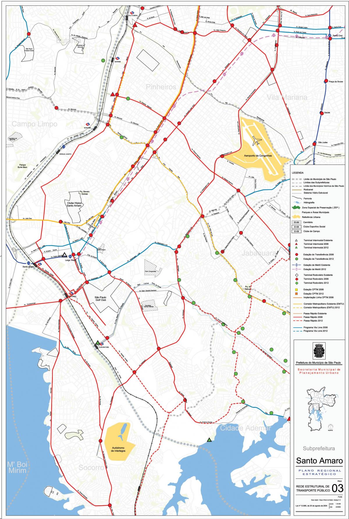 Mapa de Santo Amaro São Paulo - el transporte Público