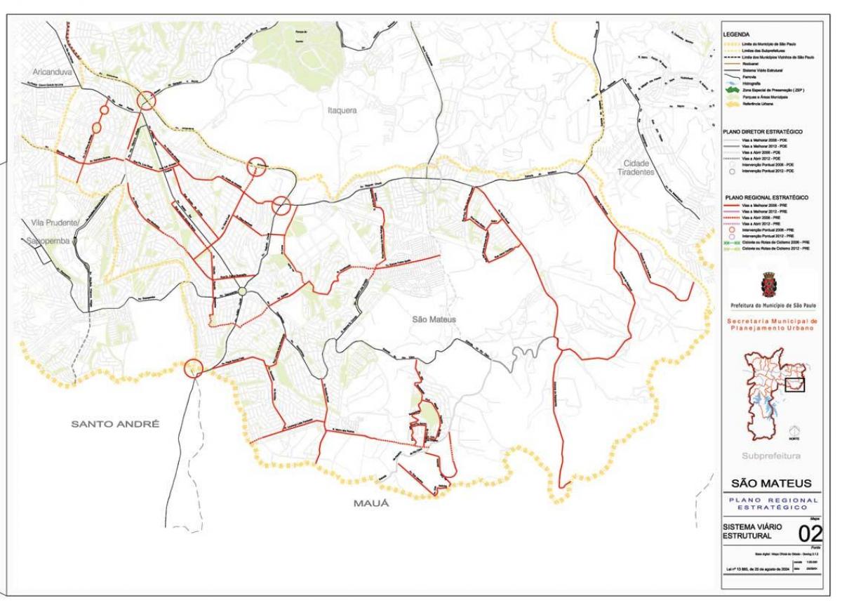 Mapa de São Mateus São Paulo - Carreteras