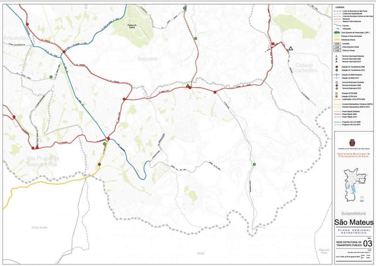 Mapa de São Mateus São Paulo - el transporte Público