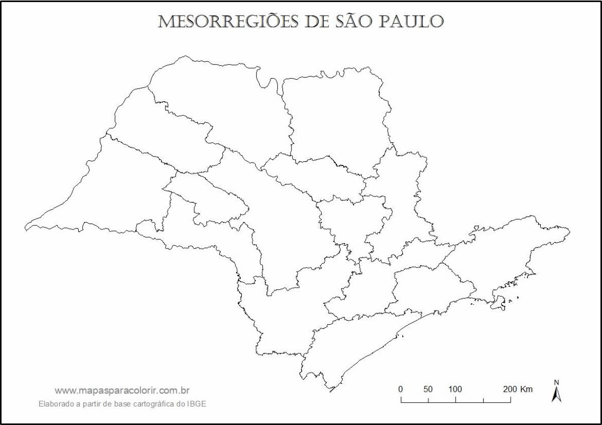 Mapa de São Paulo virgen - regiones
