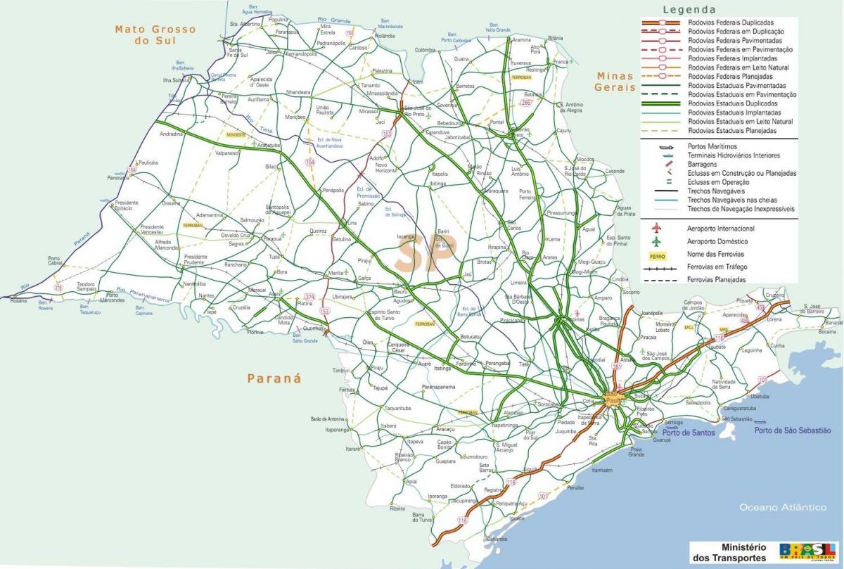 Mapa de São Paulo carreteras