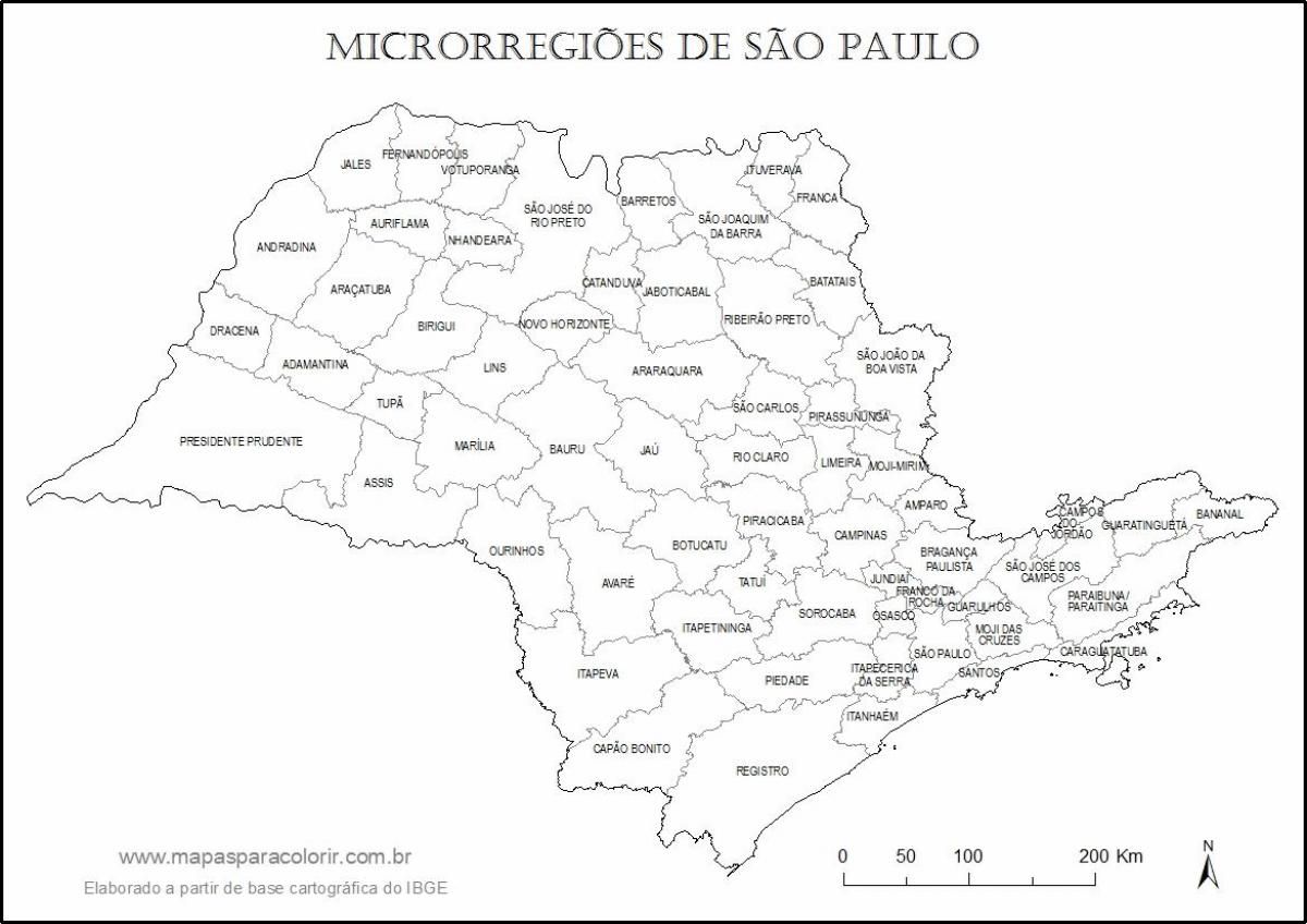 Mapa de São Paulo virgen - micro-regiones