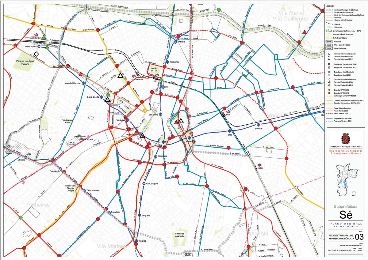 Mapa de Sé São Paulo - el transporte Público