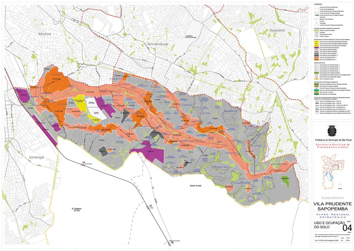 Mapa de Vila Prudente São Paulo - la Ocupación de la tierra
