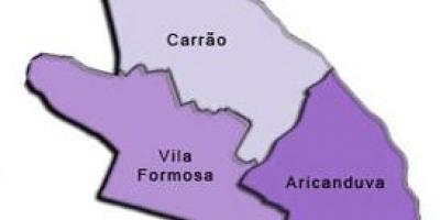 Mapa de Aricanduva-Vila Formosa sub-prefectura