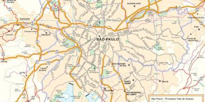 Mapa de carreteras de acceso São Paulo
