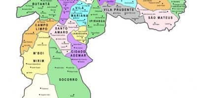 Mapa de sub-prefecturas de São Paulo