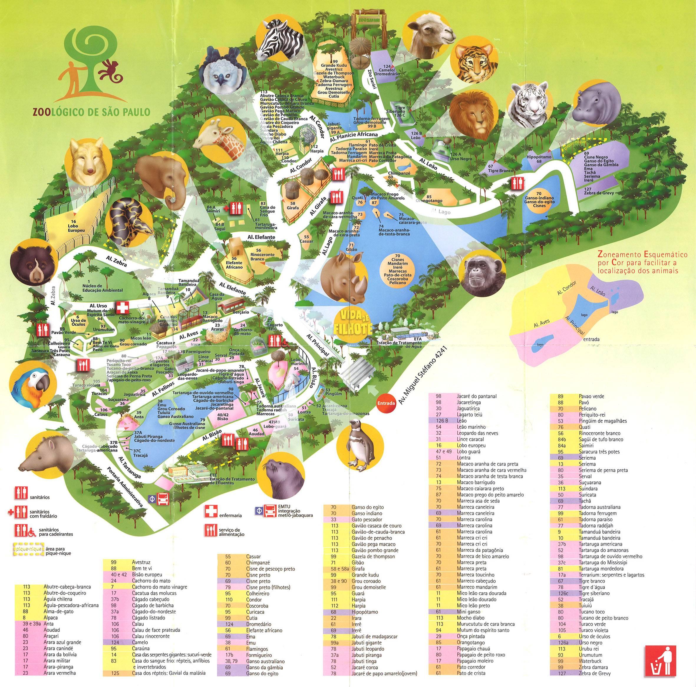 El parque zoológico de São Paulo mapa - Mapa de parque zoológico de São  Paulo (Brasil)