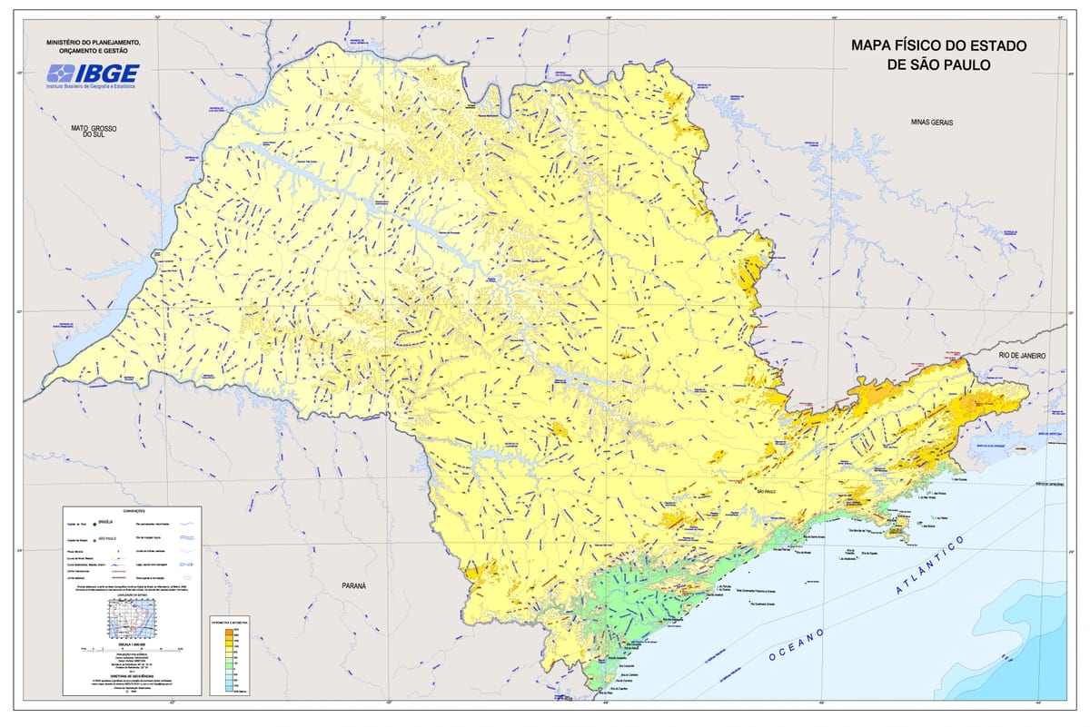 Mapa de alivio de São Paulo