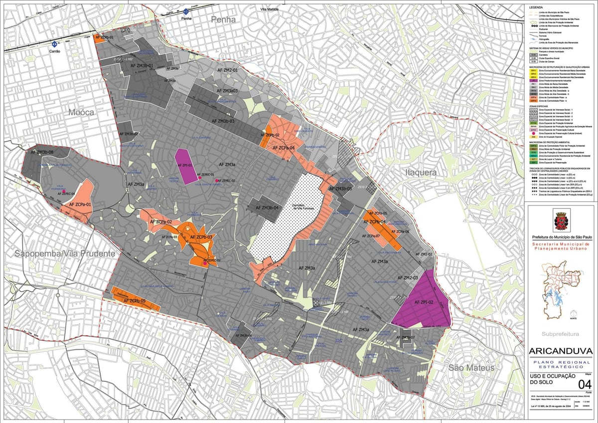 Mapa de Aricanduva-Vila Formosa São Paulo - la Ocupación de la tierra