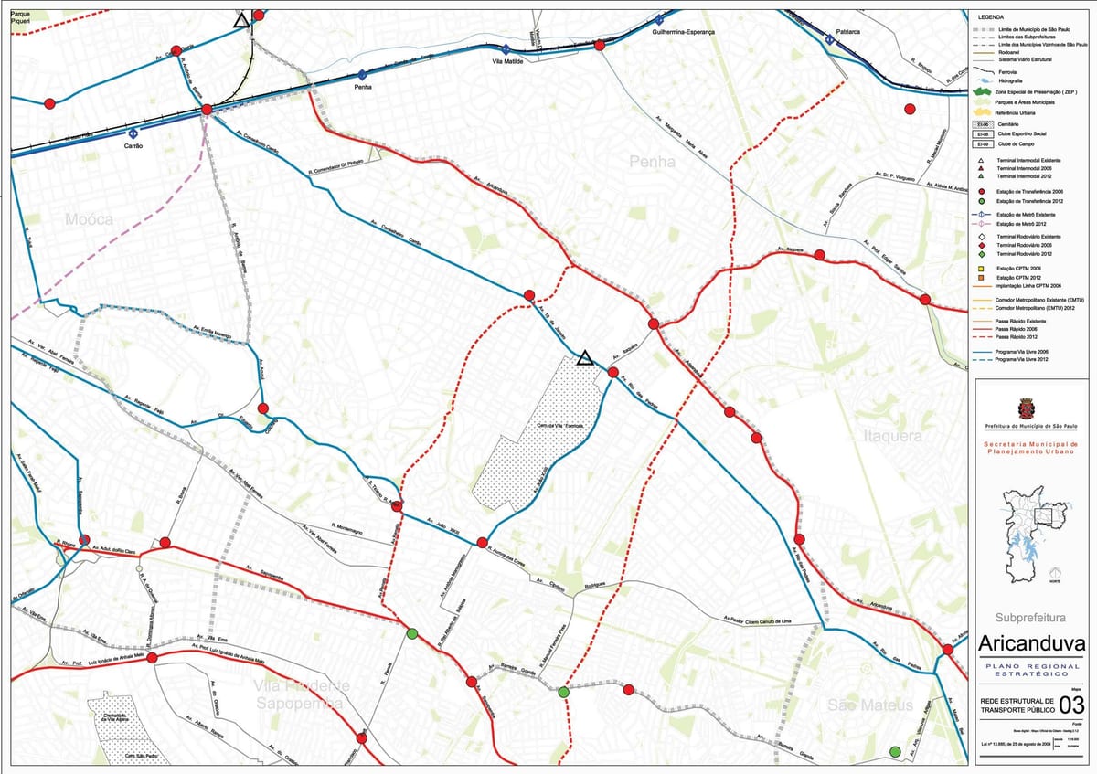 Mapa de Aricanduva-Vila Formosa São Paulo - el transporte Público