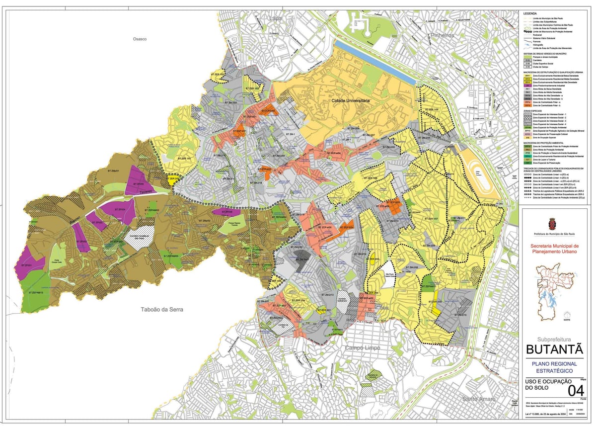 Mapa de Butantã São Paulo - la Ocupación de la tierra