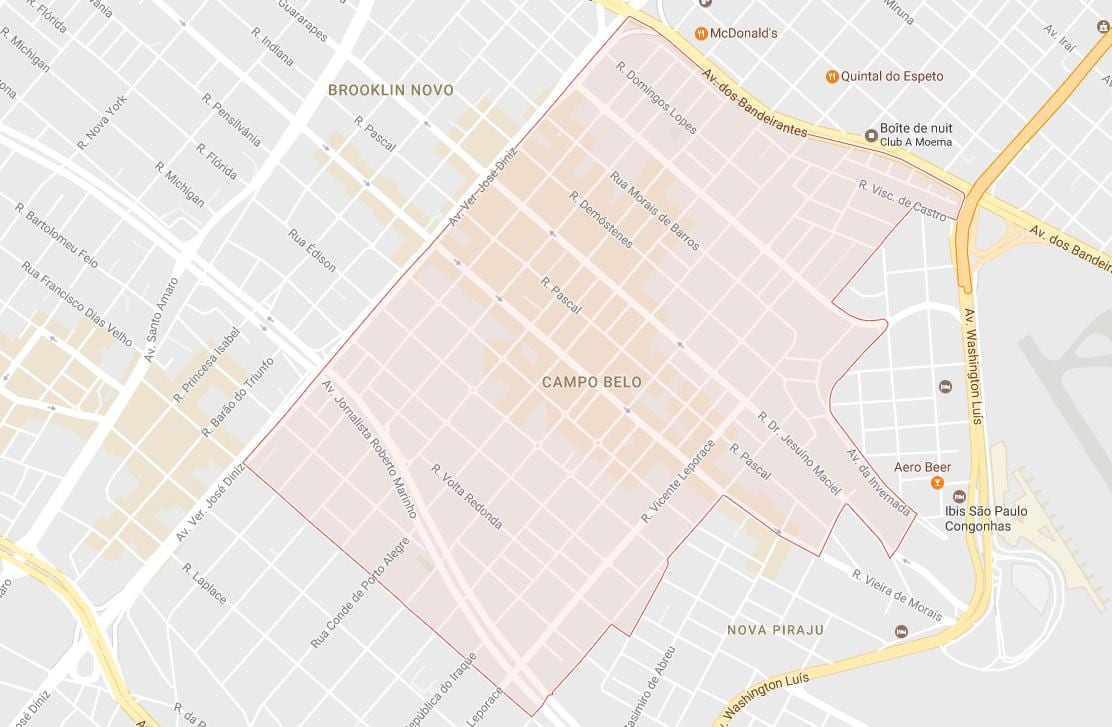 Mapa de Campo Belo São Paulo