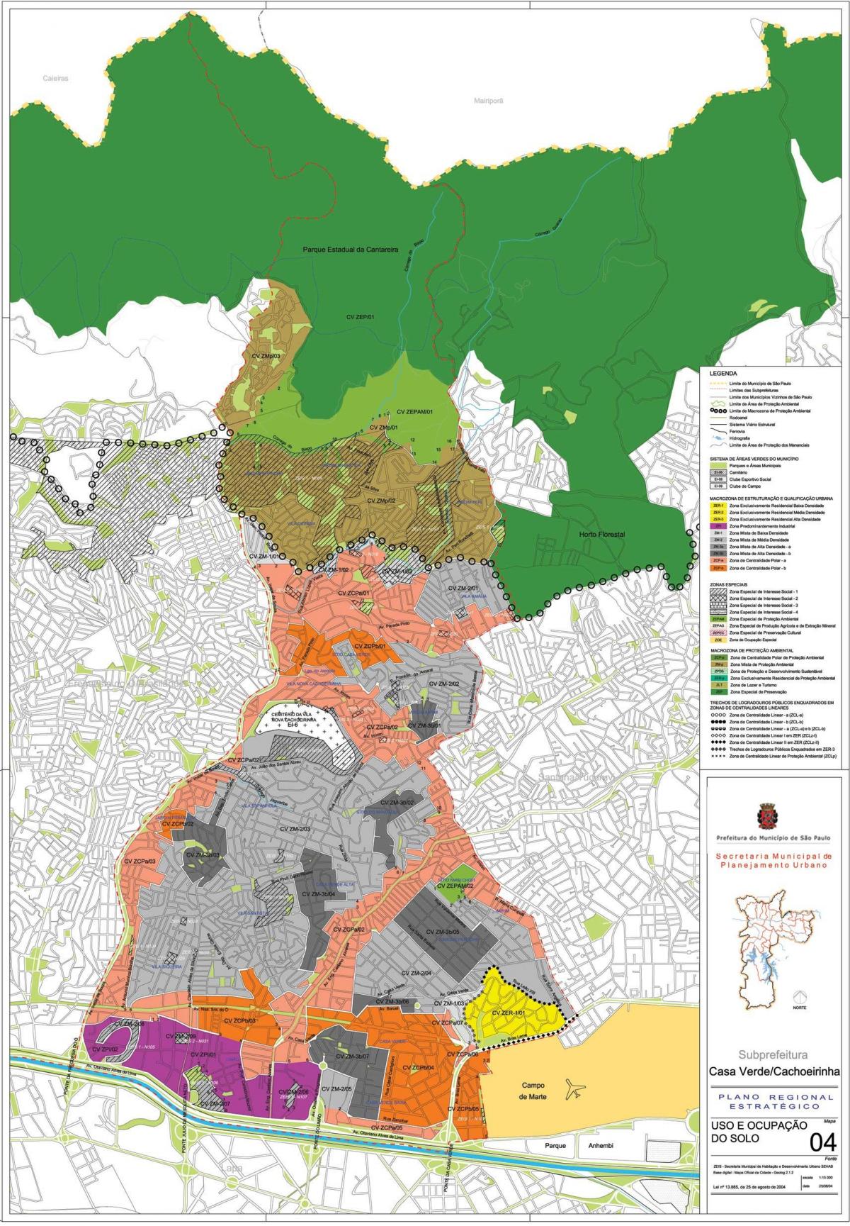 Mapa de la Casa Verde de São Paulo - la Ocupación de la tierra