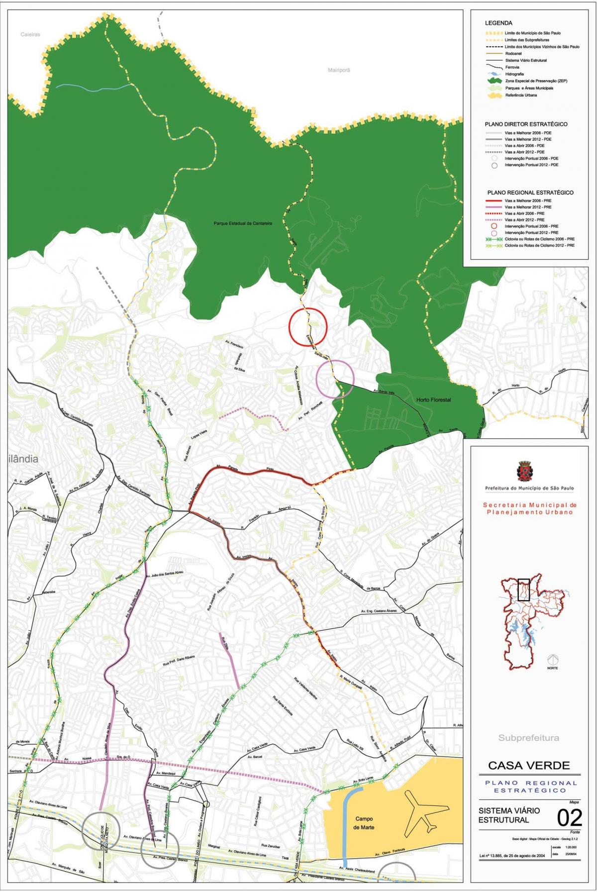 Mapa de la Casa Verde de São Paulo - Carreteras