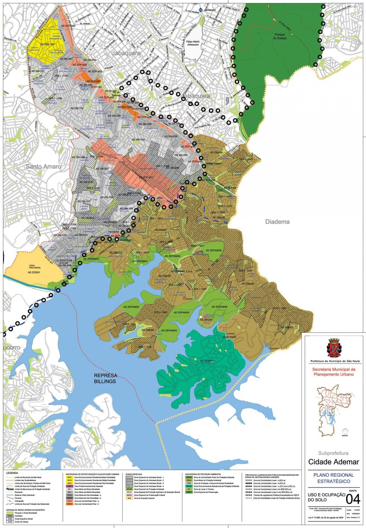 Mapa de la Ciudad Ademar São Paulo - la Ocupación de la tierra