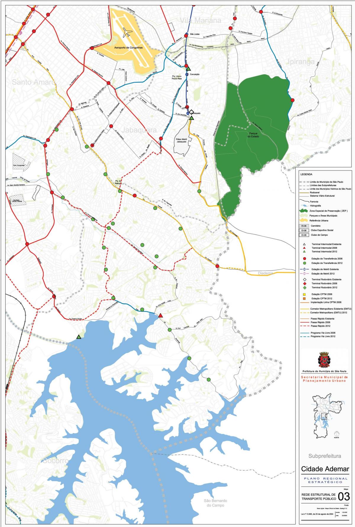Mapa de la Ciudad Ademar São Paulo - el transporte Público