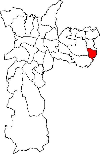 Mapa de Cidade Tiradentes sub-prefectura de São Paulo