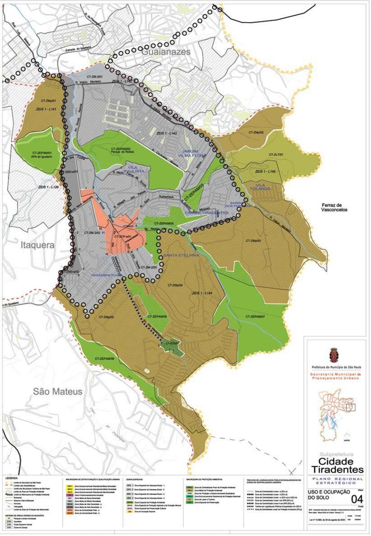 Mapa de Cidade Tiradentes São Paulo - la Ocupación de la tierra