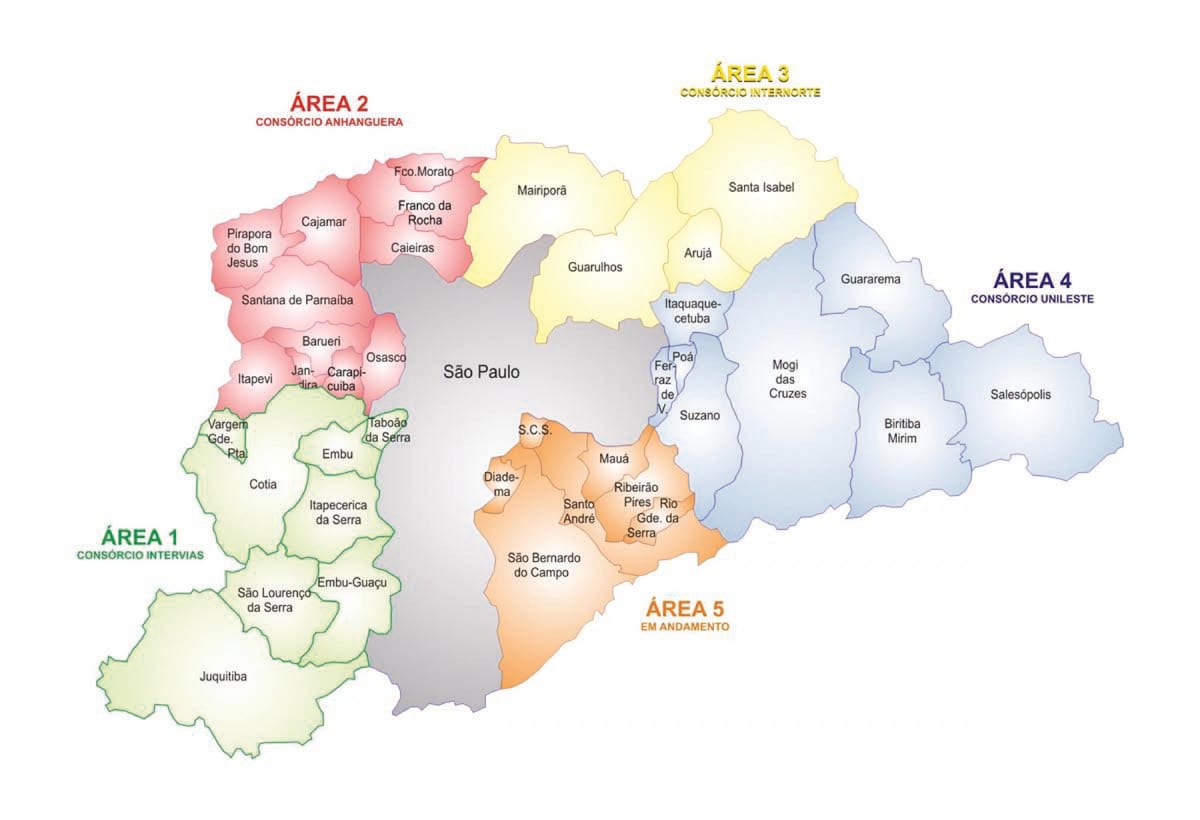 Mapa de Concessão de Áreas RMSP