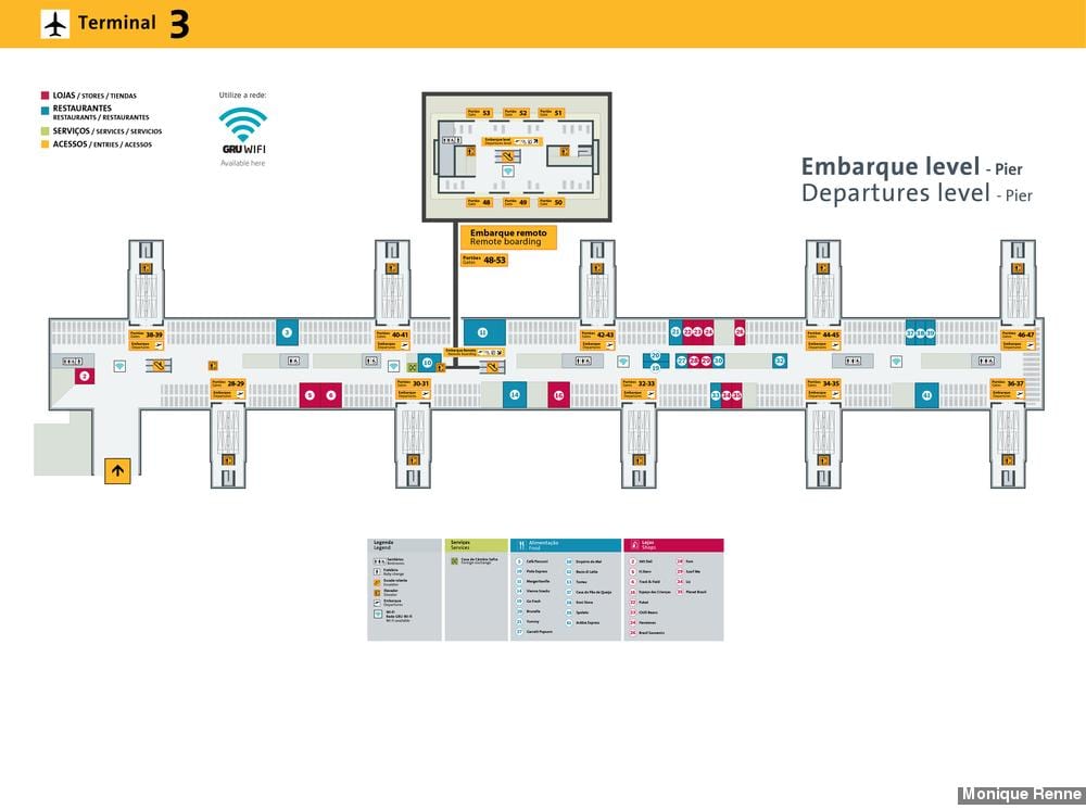 Mapa de aeropuerto internacional de São Paulo-Guarulhos - Terminal 3