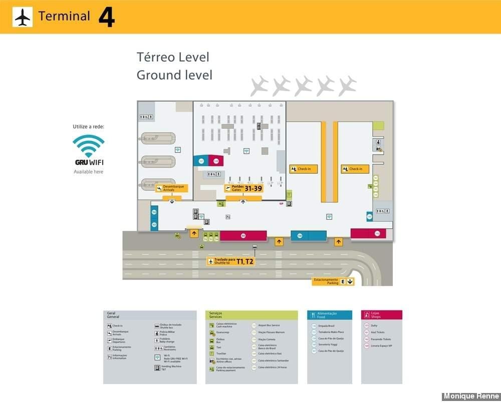 Mapa de aeropuerto internacional de São Paulo-Guarulhos - Terminal 4