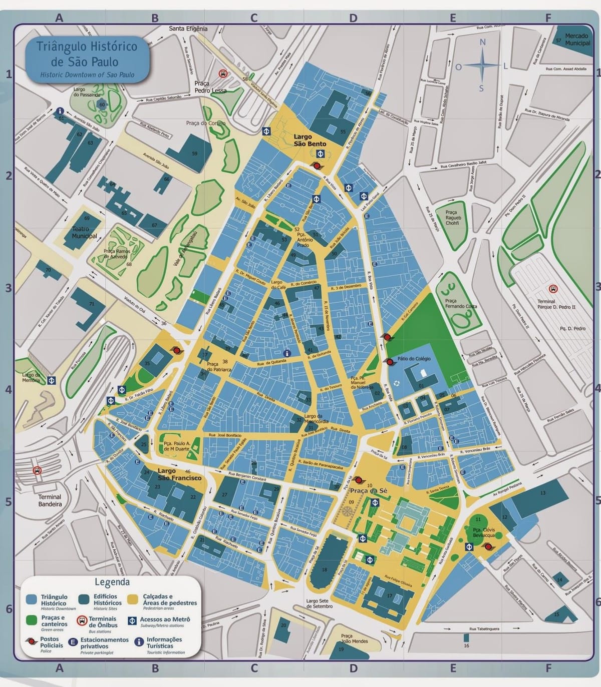 Mapa del centro histórico de São Paulo