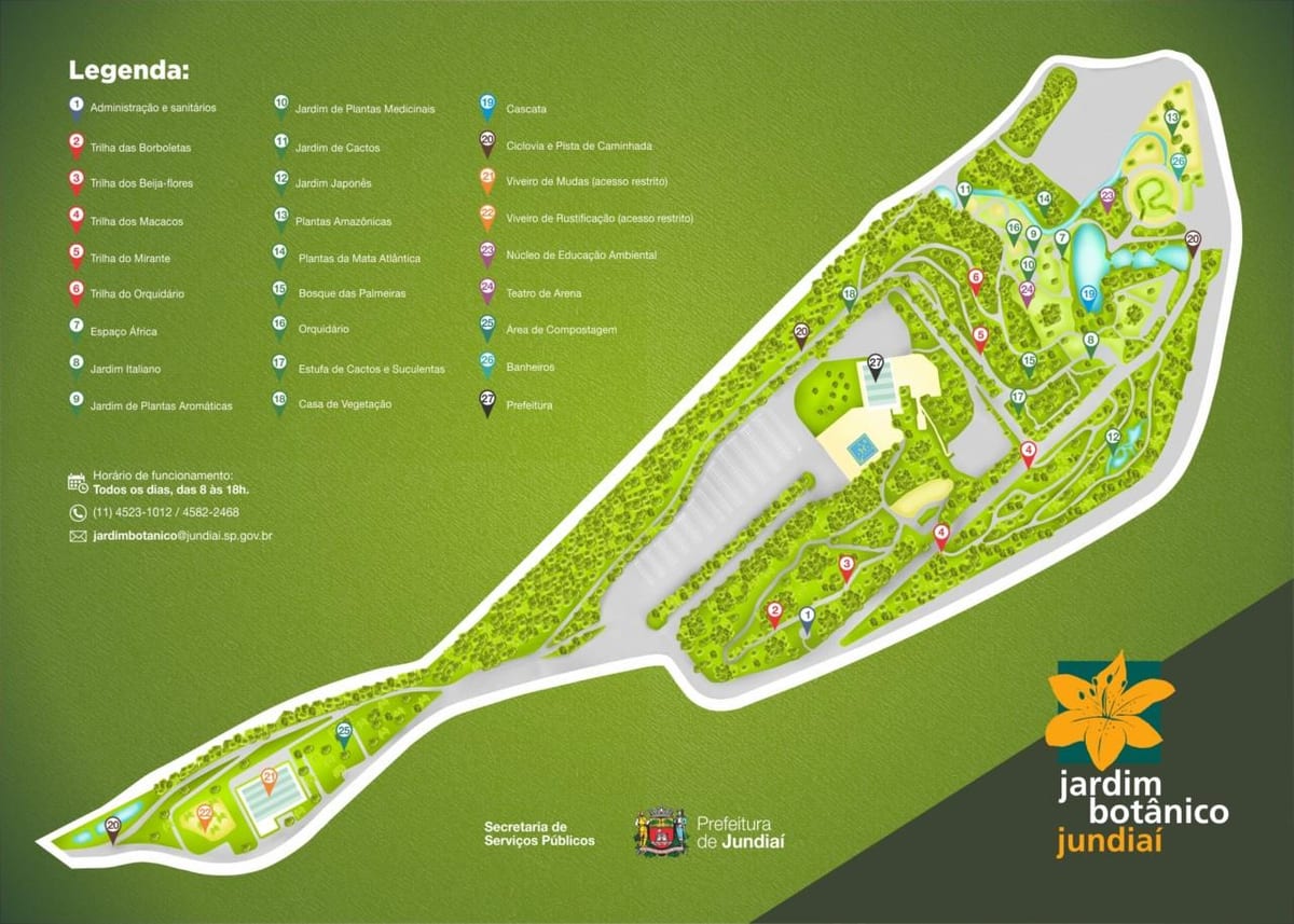 Mapa de jardín botánico de Jundiaí