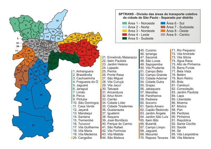 Mapa de transporte público SPTrans