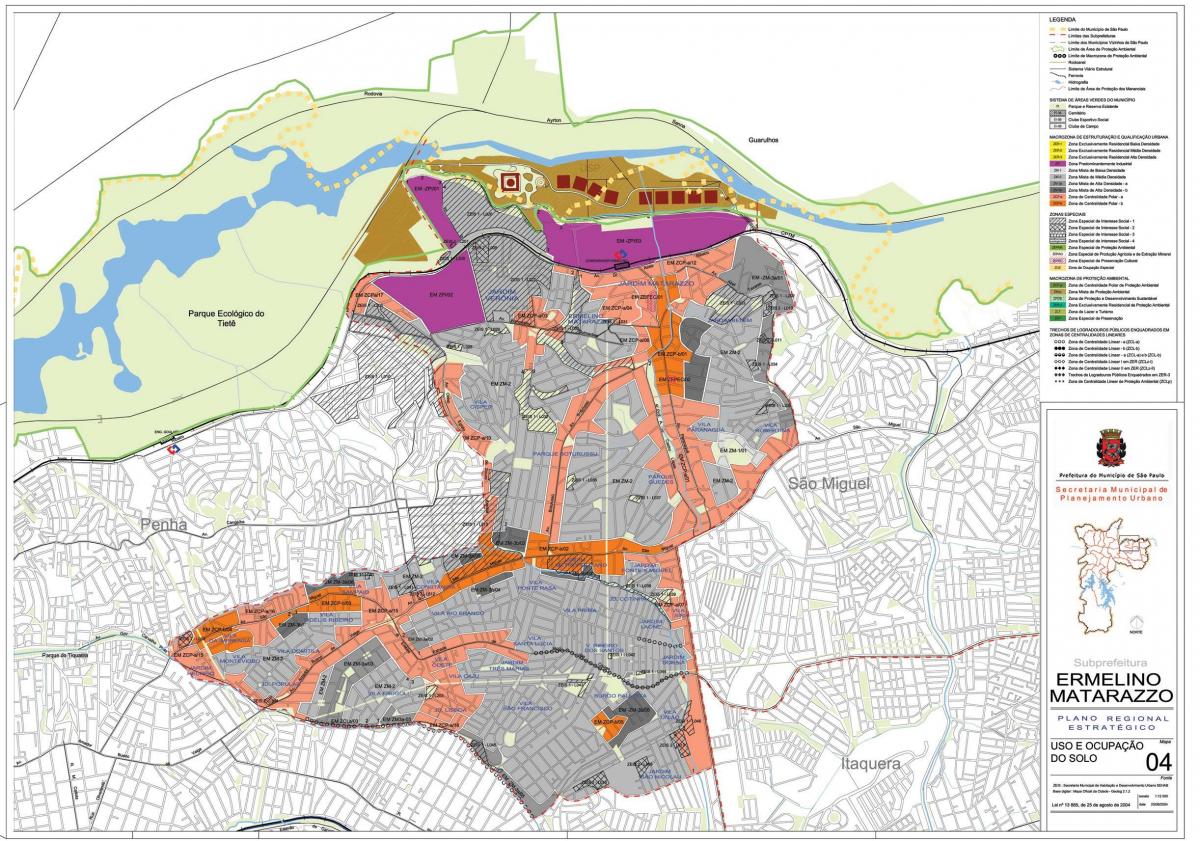 Mapa de Ermelino Matarazzo São Paulo - la Ocupación de la tierra