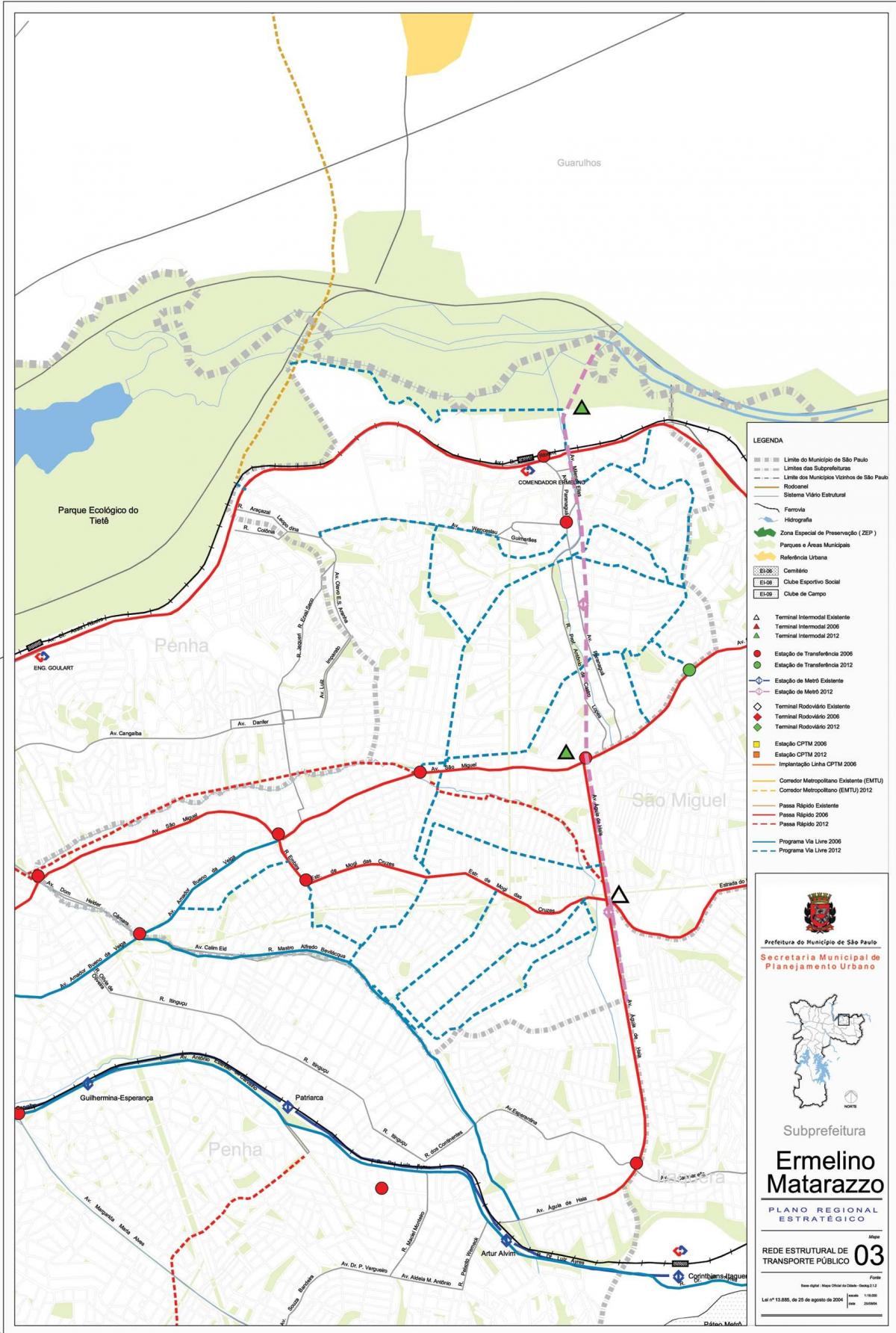 Mapa de Ermelino Matarazzo São Paulo - el transporte Público