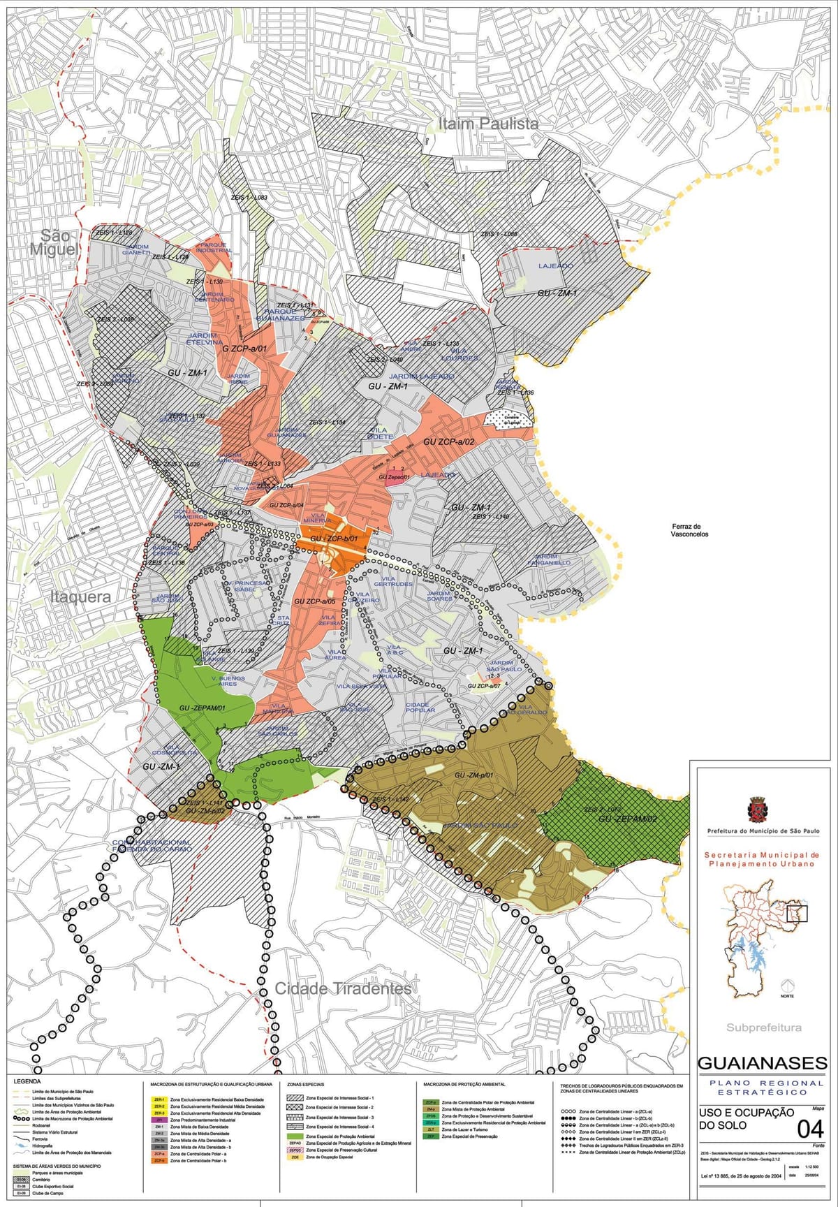 Mapa de Guaianases São Paulo - la Ocupación de la tierra