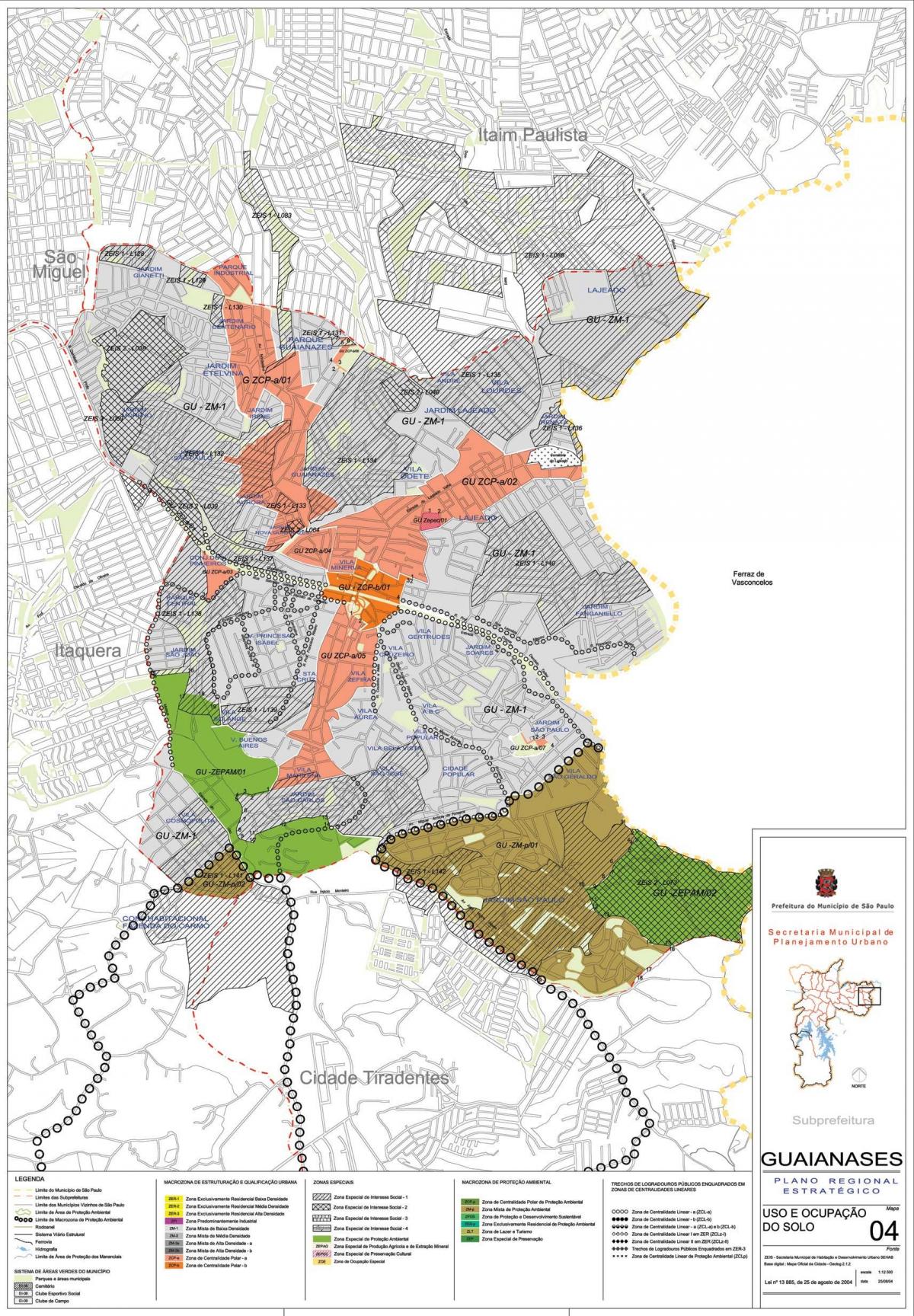Mapa de Guaianases São Paulo - la Ocupación de la tierra