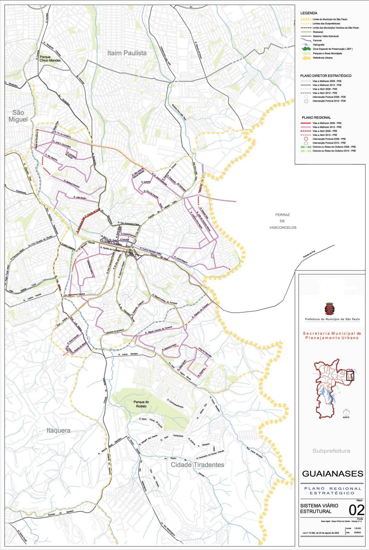 Mapa de Guaianases São Paulo - Carreteras
