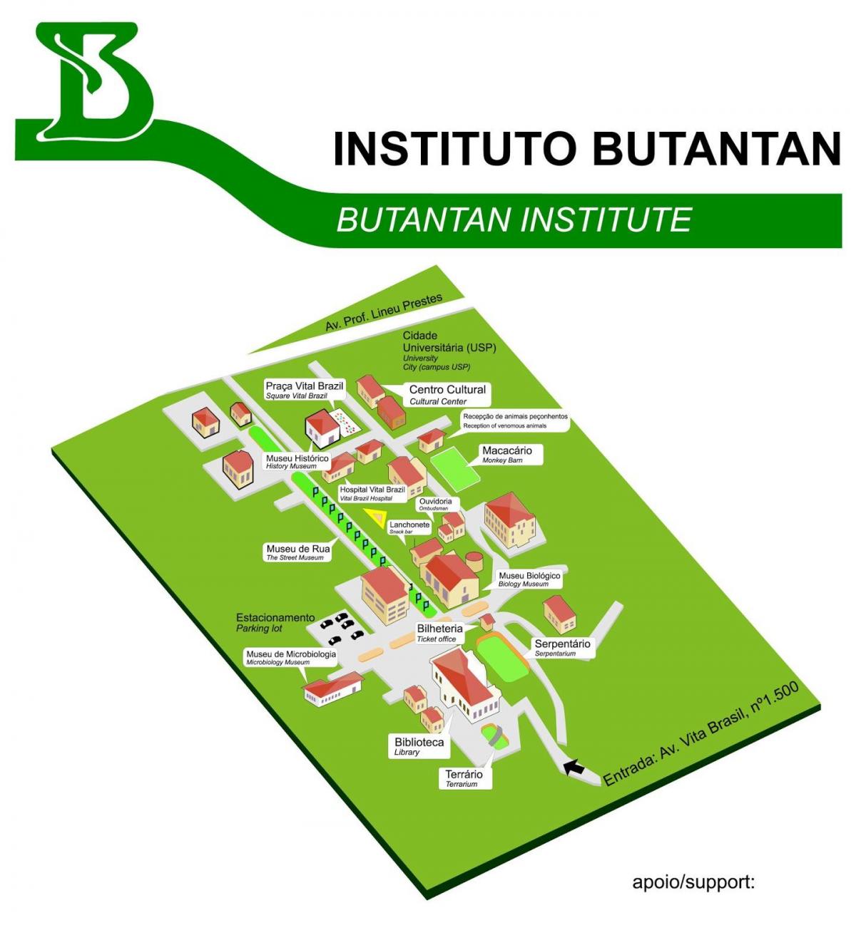 Mapa de instituto Butantan