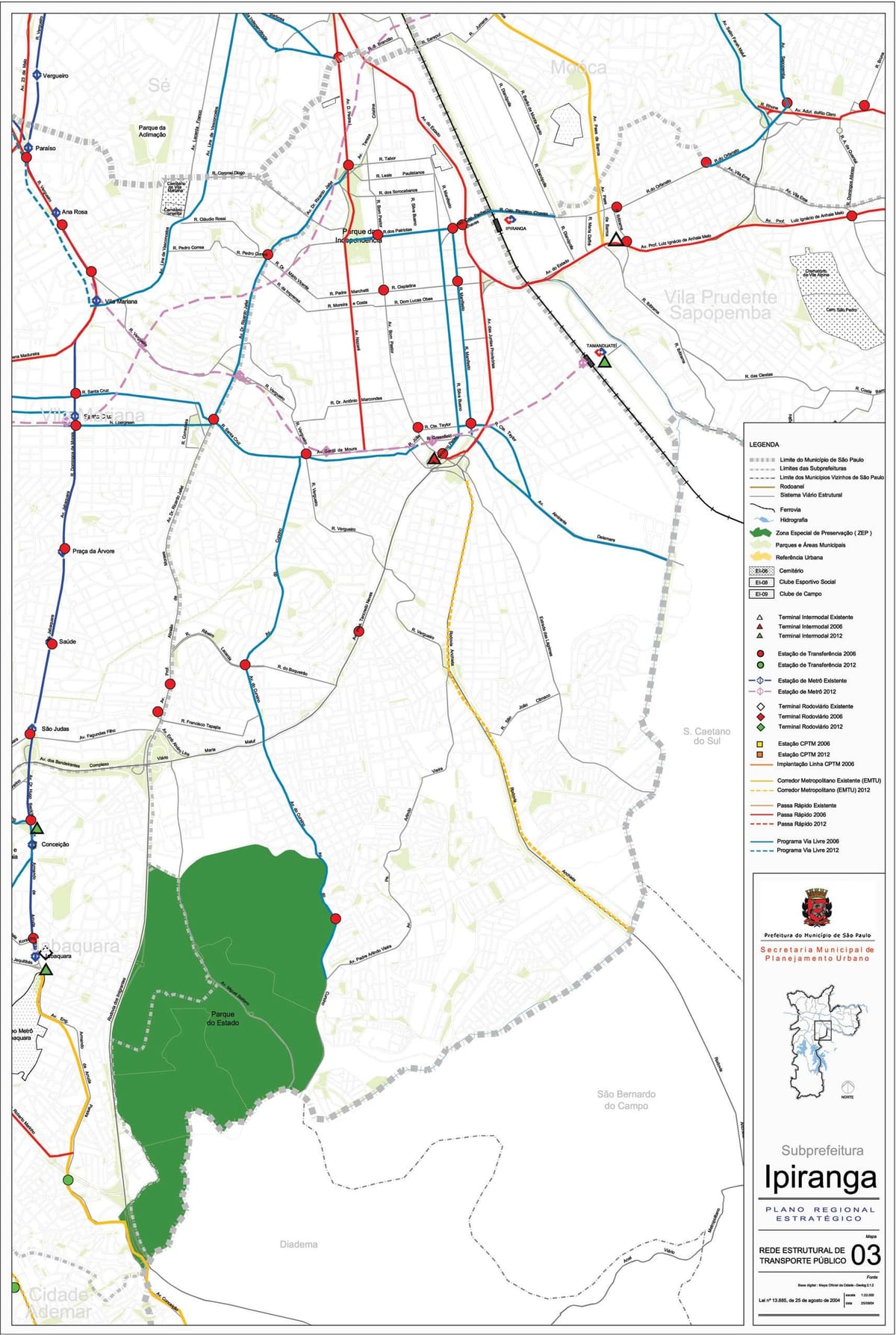 Mapa de Ipiranga São Paulo - el transporte Público