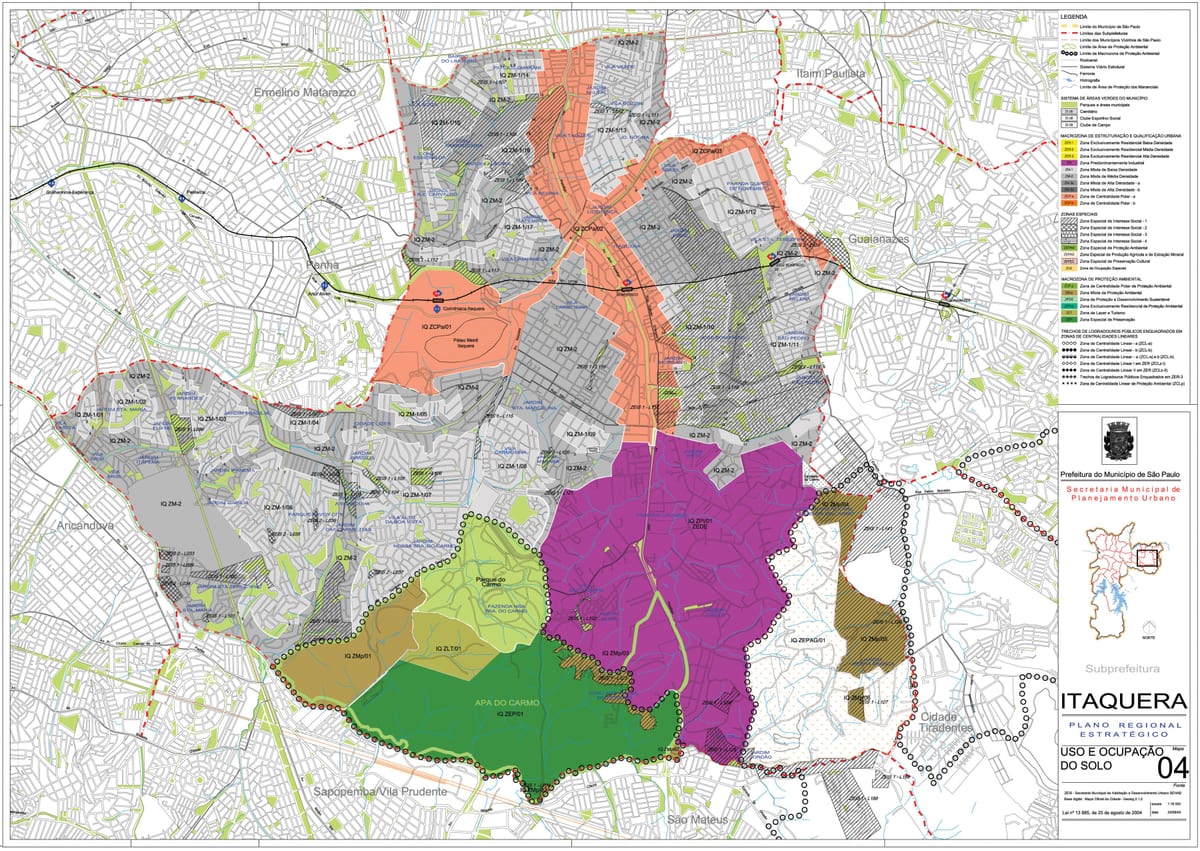 Mapa de Itaquera de Sao Paulo - la Ocupación de la tierra
