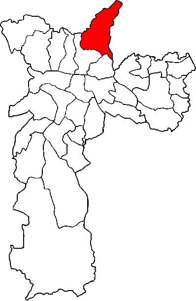 Mapa de Jaçanã-Tremembé sub-prefectura de São Paulo