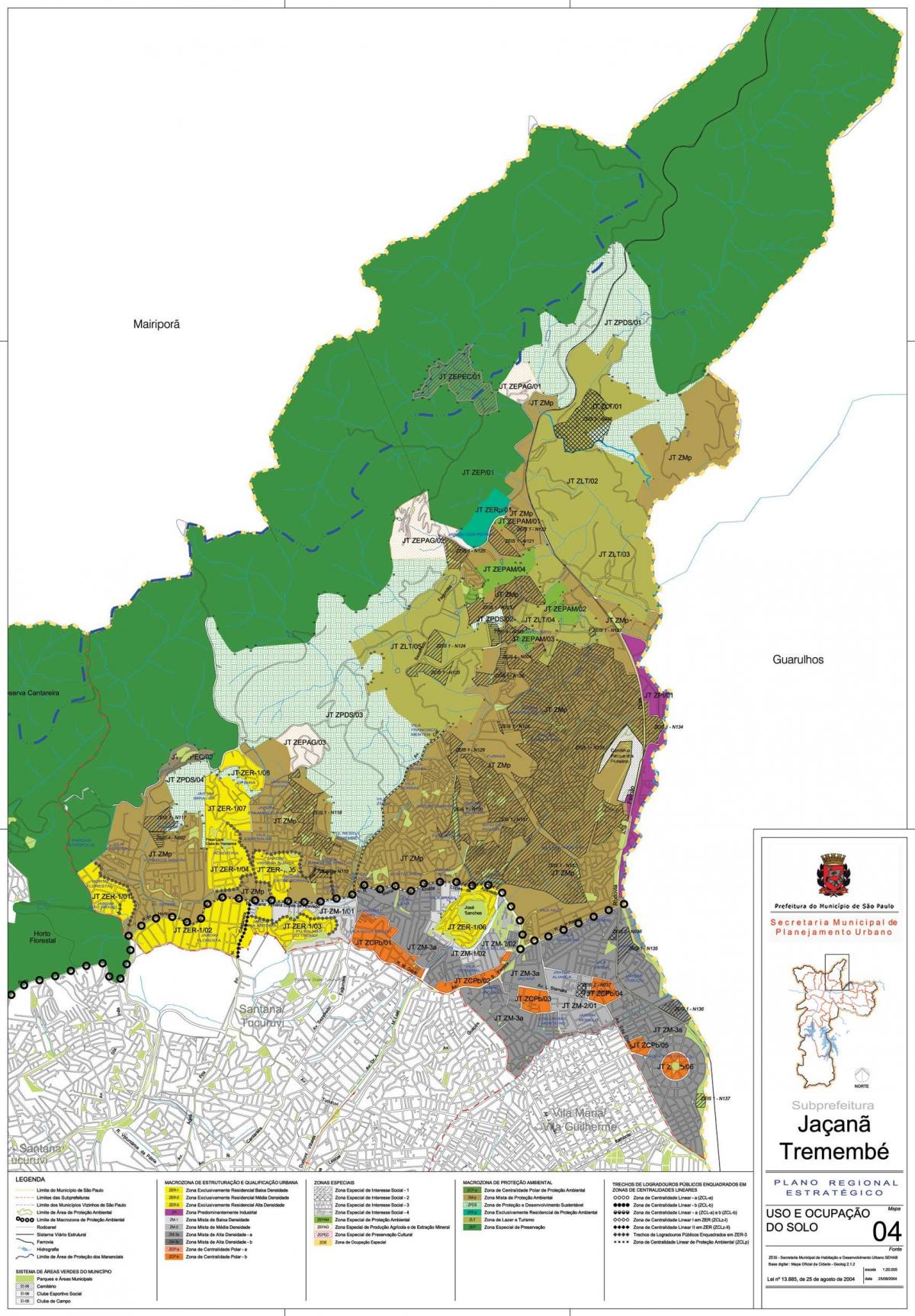 Mapa de Jaçanã-Tremembé São Paulo - la Ocupación de la tierra